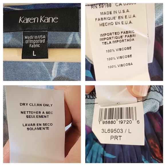 Karen Kane Long Sleeve Faux Wrap Dress Sz L Colorful Versatile USA Resortwear - Picture 11 of 12